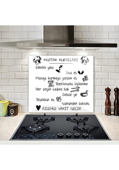 Decorıta Beyaz Mutfak Kuralları / Cam Ocak Arkası Koruyucu 52cm X 60cm