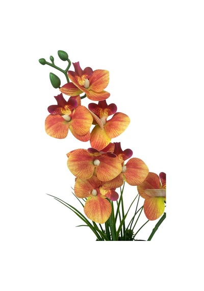 Yapay Çiçek Somon Islak Orkide Gold Metal Saksıda Saksıda Orkide 50cm