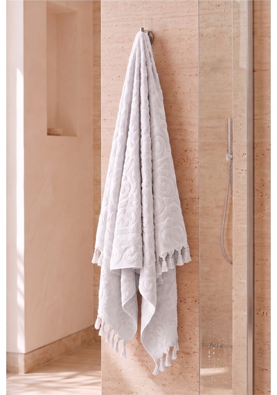 Bağlamalı Banyo Havlusu %100 Pamuk, 70x140 Cm, Jakarlı Duş, Vücut, Plaj Havlusu Dayanıklı, Hızlı Kuruyan Krem
