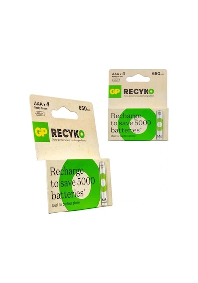 Gp Recyko 650 Mah R03 Aaa Şarjlı 4'lü İnce Kalem Pil