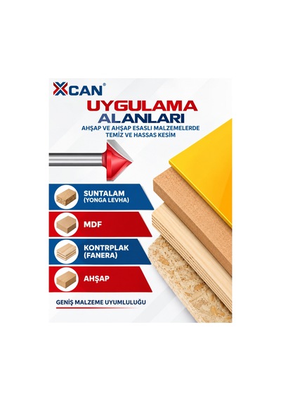 V Kanal Freze Ucu 90 Ø22 Mm 6 Mm Şaft Ahşap Gravür Ve Kanal Açma