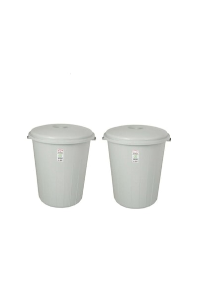 Yalçınavmglobal 90Litre 2 Adet Büyük Kapaklı Çöp Kovası 90Lt 2 Ad Ahşap