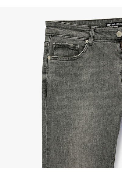 Koton Normal Bel Pamuklu Slim Fit Jean Pantolon - Brad Jean Gri 6sam40056nd Gri