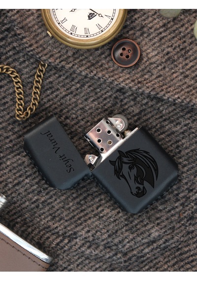 Vagave Siyah Renk Hakiki Deri Kılıflı Zippo Benzinli Çakmak