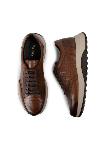 Deery Hakiki Deri Taba Rengi Erkek Sneaker Ayakkabı - 01984Mtbae01 Taba