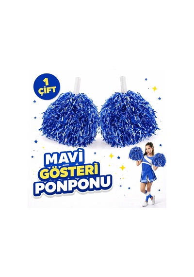 1 Çift 2 Adet Mavi Renk 23 Nisan 19 Mayıs 29 Ekim Okul Gösteri Ponponları Ekstra Dolgun Diğer
