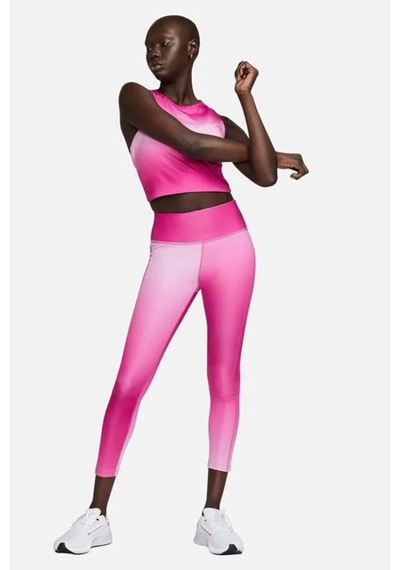 Nike Fast Normal Belli 7/8 Renk Geçişli Cepli Kadın Koşu Tayt Pembe