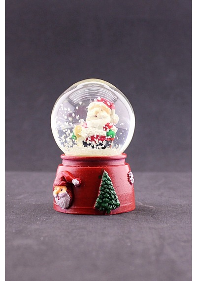 Yeni Yıl Noel Baba Temalı Mini Boy Işıklı Kar Küresi 6,5 Cm