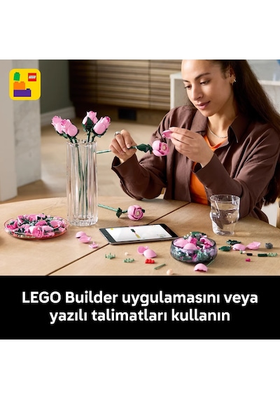LEGO®  Botanicals Pembe Gül Buketi 10374 - Yetiskinler için 4 Bahar Çiçegi Içeren Dekoratif Çiçek Modeli Yapim Seti (789 Parça)