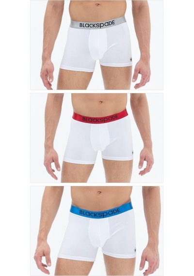Blackspade 9470 Erkek Modern Basic 3 Lü Beyaz-304 Boxer Beyaz