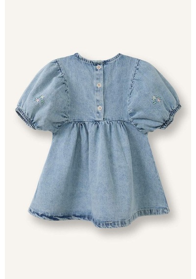 Defacto Pamuklu Denim Elbise Kız Bebek H4072a526smnm39 Mavi-nm39