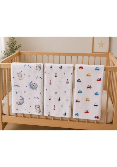 Minora Baby&Kids 3'lü %100 Pamuk Müslin Bebek Örtüsü Seti Çok Amaçlı Müslin Battaniye - 100 X 100 CM Karışık