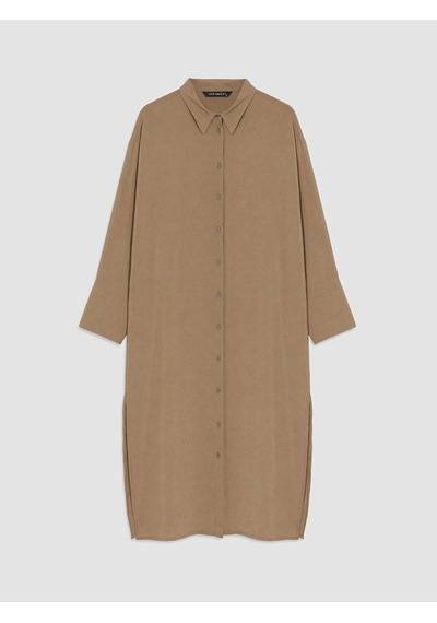 Lcw Modest Yeşil Oversize Modal Karışımlı Kadın Gömlek Tunik