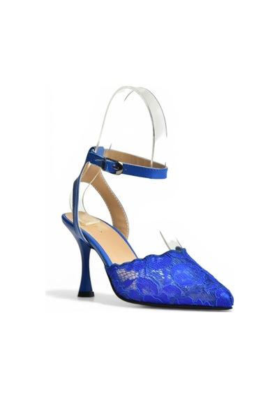Fox Shoes Y752044206 Saks Mavi Dantelli İnce Topuklu Kadın Ayakkabı