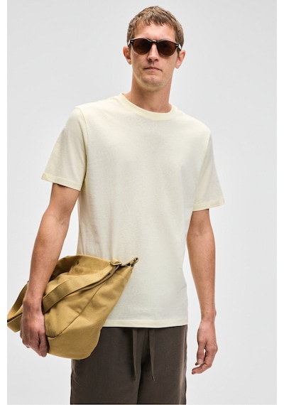 Grimelange Mocassın Erkek %100 Pamuk Relaxed Fit Yuvarlak Yaka Kısa Kollu Sarı T-shirt