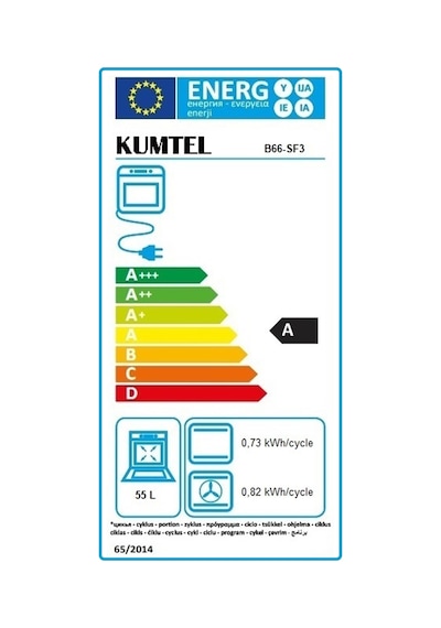 Kumtel B66-SF3 Digital Plus 55 L Siyah Ankastre Fırın