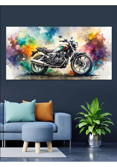 Kanvas Tablo Renkli Sanatsal Motosiklet