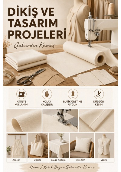 Gabardin Kumaş, Çanta , Tuval, Punch, Nakış, Branda Ve Güneşlik Yapımına Uygun En : 150cm Bej