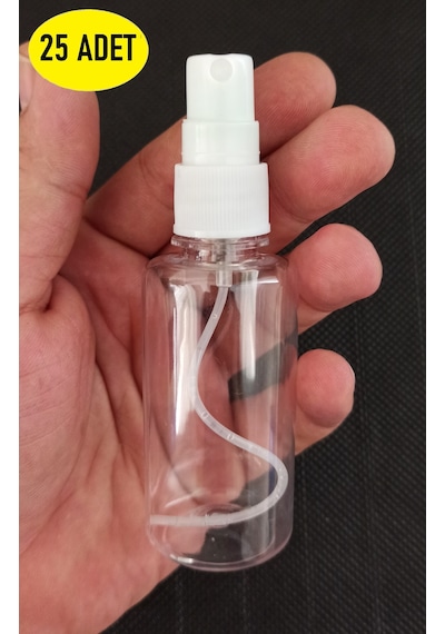 25 Adet 50 Ml Sprey Şişe Kolonya-Dezenfektan-Parfüm Şişesi