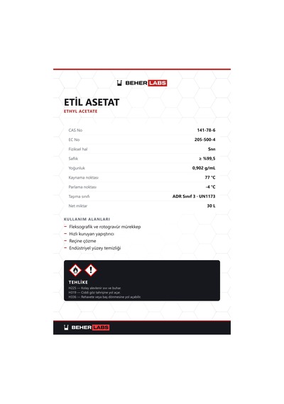 Beherlabs Etil Asetat 30 L
