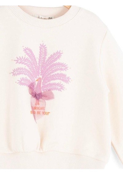 Zekids Kız Bebek Tavus Kuşu Desenli Sweatshirt-16139 Krem