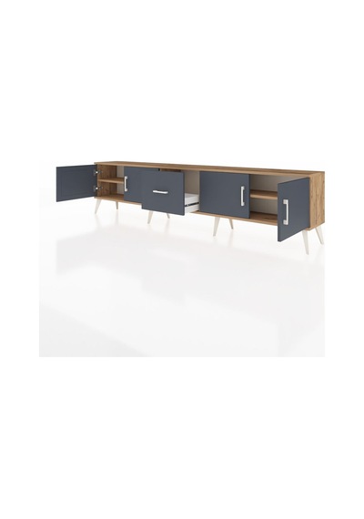 Arges Tv Ünitesi 2 Raflı Tek Çekmeceli 4 Kapaklı 220x30x51 Çam-antrasit Antrasit - Atlas Çam Arges Tv Ünitesi 2 Raflı Tek Çekmeceli 4 Kapaklı 220x30x51 Çam-antrasit Antrasit - Atlas Çam