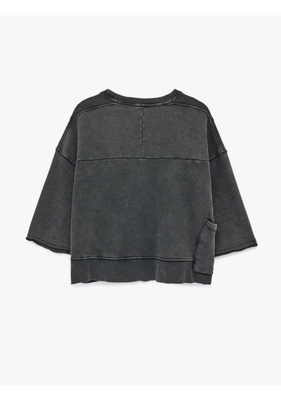 Koton Cep Detaylı Yıkamalı Kısa Kollu Bisiklet Yaka Pamuklu Oversize Sweatshirt Antrasit 6wal10359ık Antrasit Koton Cep Detaylı Yıkamalı Kısa Kollu Bisiklet Yaka Pamuklu Oversize Sweatshirt Antrasit 6wal10359ık Antrasit