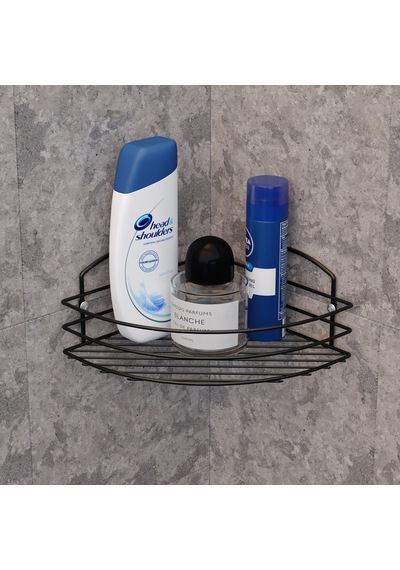 Teknotel Tek Katlı Banyo Duş Köşe Rafı Mat Siyah Bk031 Siyah