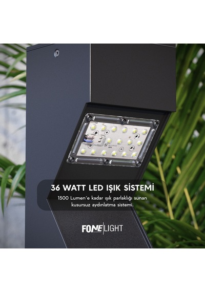 FoneLight Dualluz 75 cm LED Bahçe Aydınlatma Direği Antrasit Alüminyum IP65 Bollard Peyzaj Yürüyüş Yolu Lambası 9W 3000K
