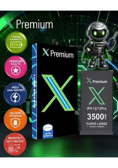 Xpremium Apple Uyumlu iPhone  12 / 12 Pro Batarya Pil Süper Yüksek Kapasiteli Güçlendirilmiş 3500 Mah
