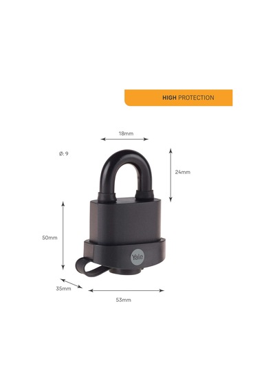 Yale Y220b/51/118/1-51mm Pvc Kaplamalı Marin Asma Kilit - Yüksek Koruma - Çift Kilitleme - Sertleştirilmiş Çelik H