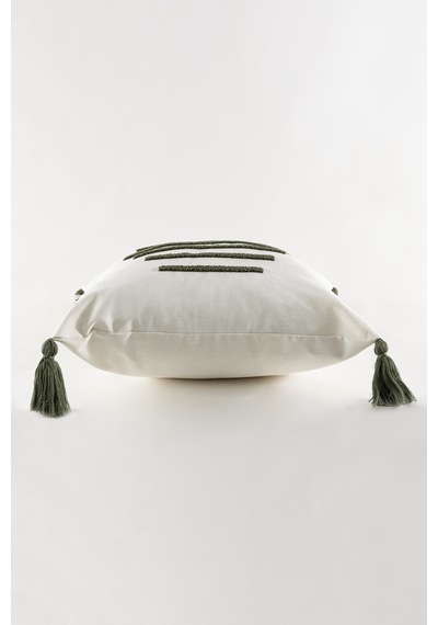 Koza Home Craft Yeşil Çizgi Desenli Püsküllü Boncuk Elyaf İç Dolgulu Kırlen Standart