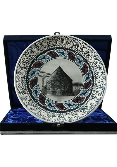 E38 El İşçiliği Çini Tabak Kümbet 25 Cm - 6415
