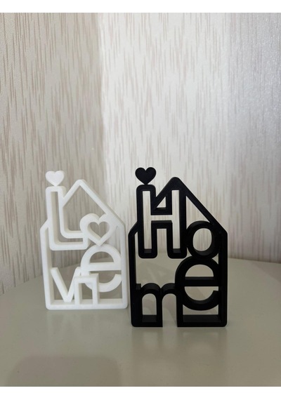 "home & Love" Dekoratif Obje Minimalist Ev Ve Ofis Aksesuarı Siyah Beyaz 2'li -