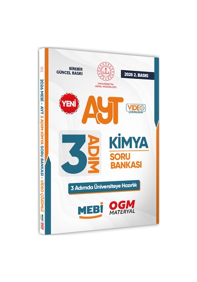 2026 Ayt Mebi-ogm 3 Adım Kimya Soru Bankası Renkli A4 Boyut Video Çözümlü Baskı Ücreti