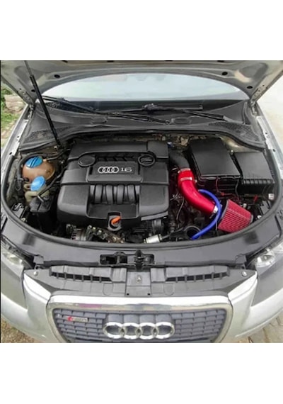 Audi A3 1.6 Benzinli Krom Borulu Spor Açık Hava Filtre Seti -boru Çapı 7,6cm-uzunluk 23cm