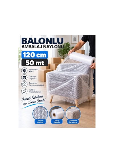 A Kalite Balonlu Eşya Koruma Naylonu Patpat 120cmx 50 M Pat Pat - Ambalaj Pıtpıt 50 M2 40gr