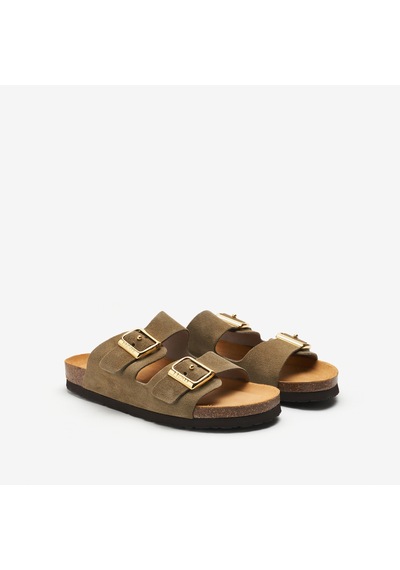 Planet Terlik Kadın 17b8 Frau Suede Double-strap Sliders Bej
