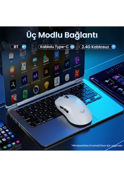 Aula Sc900 Pro Paw3395 Sensör 26000 Dpı 8000hz Kablolu Ve Kablosuz Gaming Oyuncu Mouse Beyaz Sc900-wt