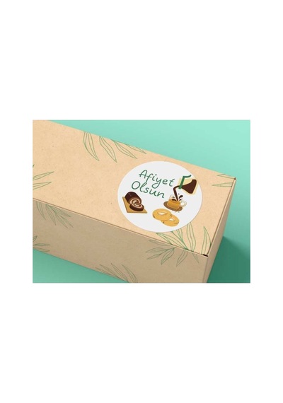 Afiyet Olsun Etiket Pastane Yuvarlak Mat Sticker 4 Cm 100 Adet Çok Renkli