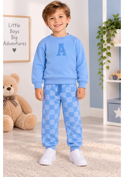 Uğur Bebe 3 İplik Şardonsuz Erkek Çocuk Mavi Ekose Eşofman Takımı Sweatshirt, Rahat Kesim Jogger Alt, Şık Günlük Spor Kombin Mavi Mavi Uğur Bebe 3 İplik Şardonsuz Erkek Çocuk Mavi Ekose Eşofman Takımı Sweatshirt, Rahat Kesim Jogger Alt, Şık Günlük Spor Kombin Mavi Mavi