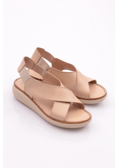 Dgn 317 Kadin Arkasi Lastikli Sandalet 317-2132-R0152 Bej