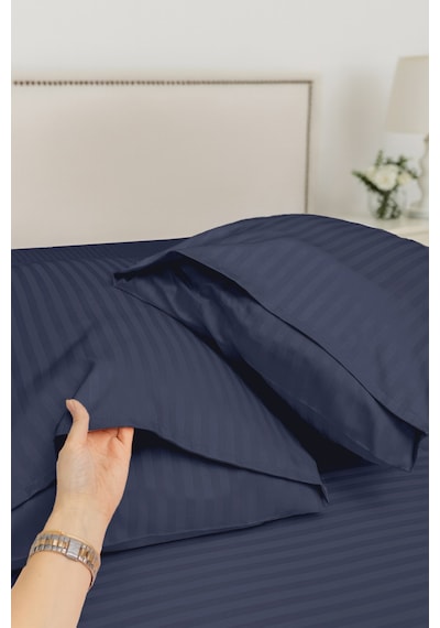 Çift Kişilik %100 Pamuk Saten Nevresim Seti Premium Seri 8 Renk Seçeneği 200x220 Gece Mavisi