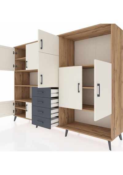 Hyperion Dolap 10 Raflı 4 Çekmeceli 8 Kapaklı 220x44x163 Çam-ayta Çam-aytaşı/antrasit Hyperion Dolap 10 Raflı 4 Çekmeceli 8 Kapaklı 220x44x163 Çam-ayta Çam-aytaşı/antrasit