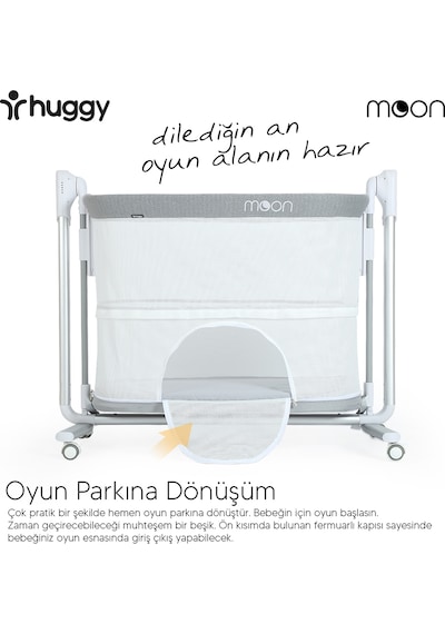 Huggy Moon Oyun Parkına Dönüşebilen Anne Yanı Elektrikli Beşik