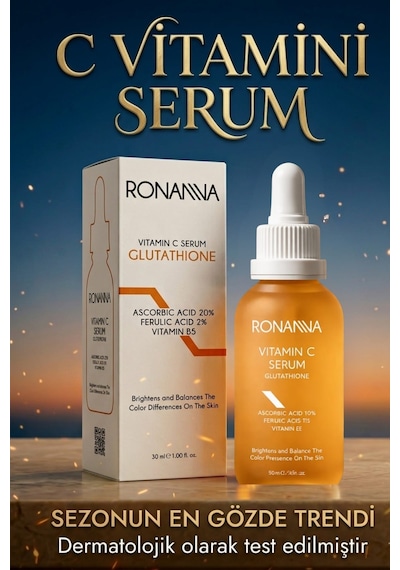 Ronanna C Vitamini Serum %20 Saf Vitamin C Leke Karşıtı Cilt Aydınlatıcı Anti Aging Serum 30ml