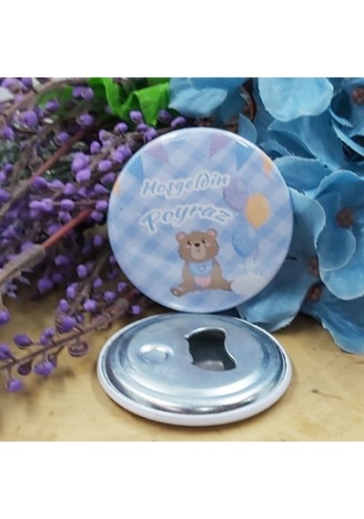 Ayııcklı Mavi Baskılı Bebek Şekeri Metal Magnet Açacak 15 Adet