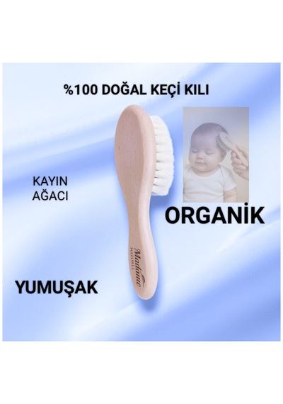 Keçi Kılı Yumuşak Bebek Saç Fırçası Ve Ahşap Saplı Tarak