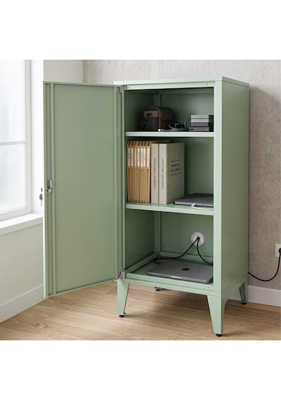 Alfafonet Ziglat Serisi Kilitli Metal Home Office Dolabı Metal Kapaklı Yeşil Ral 6018 450x1050x450 Mm