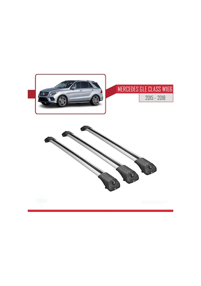 Mercedes Gle Class W166 2015-2018 Arası İle Uyumlu Ace-1 Ara Atkı Tavan Barı Gri 3 Adet Bar